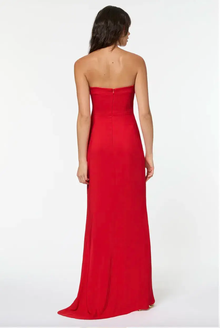 Manning Cartell Asymmetrical Games Strapless Gown Scarlet Size 8 / S - Image 3