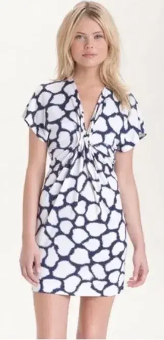 Diane Von Furstenberg Natalie Silk Twist Front Mini Dress Print Size 8 - Image 3