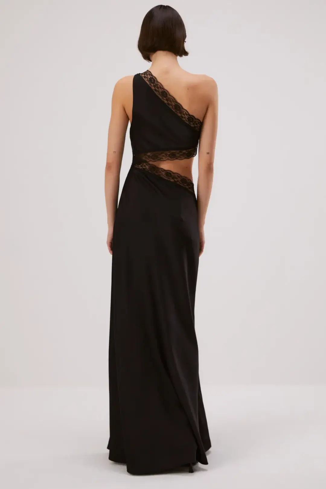 Misha Jillian Satin Gown Black Size 10/M for rent on The Volte - main image