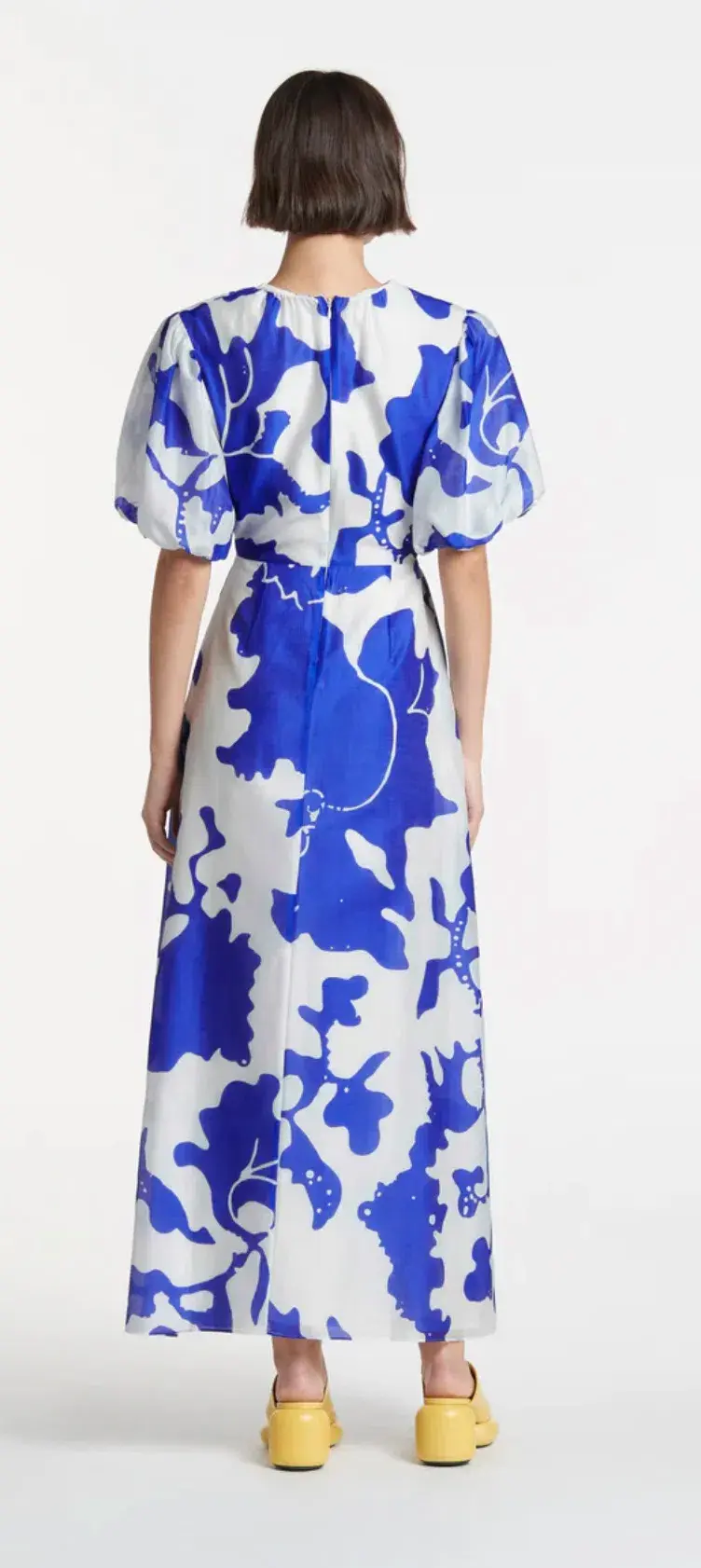 Sir The Label Vivi Puff Sleeve Maxi Dress Blue Print Size 10 - Image 3