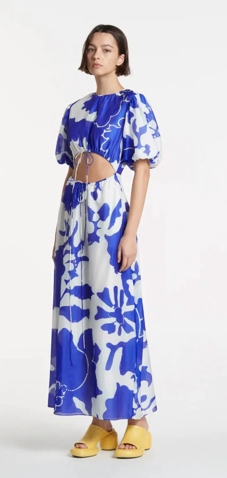 Sir The Label Vivi Puff Sleeve Maxi Dress Blue Print Size 10 - Image 2