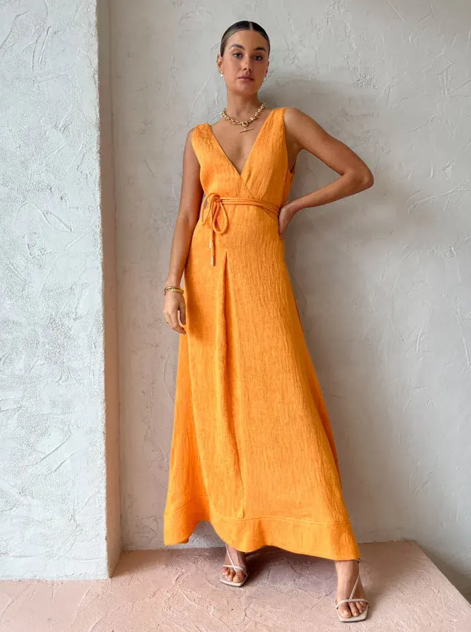 By Nicola Starboard Cross Waist Maxi Dress Orange Size 6 - Image 1