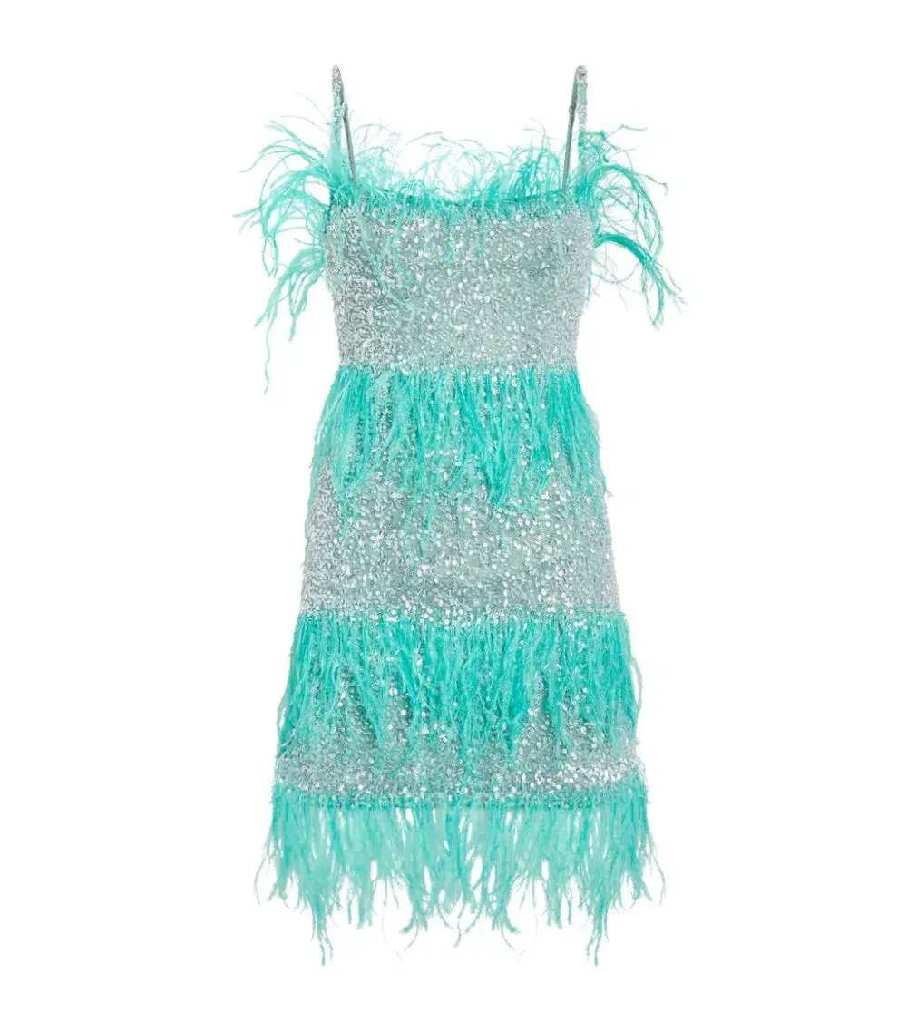 Rachel Gilbert Frenchy Mini Dress in Aqua Size 10 - Image 2