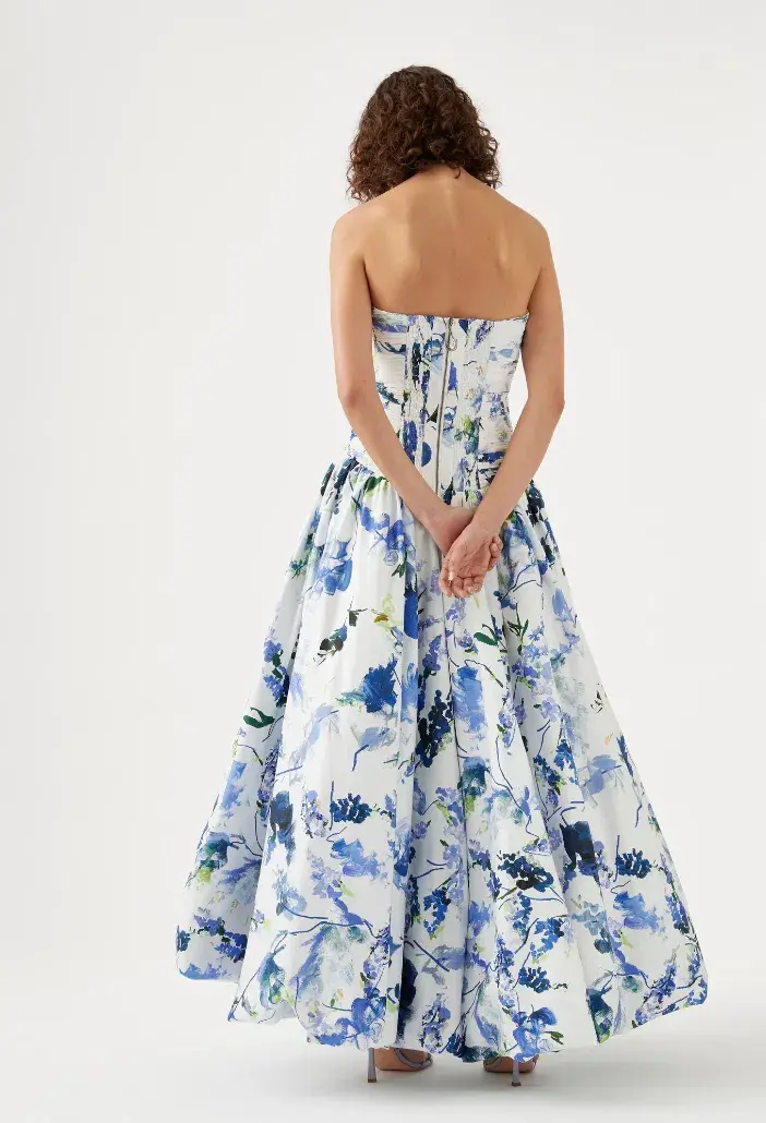 Aje Violette Bubble Hem Maxi Dress Lavenders of Provence Print Size 4 - Image 2