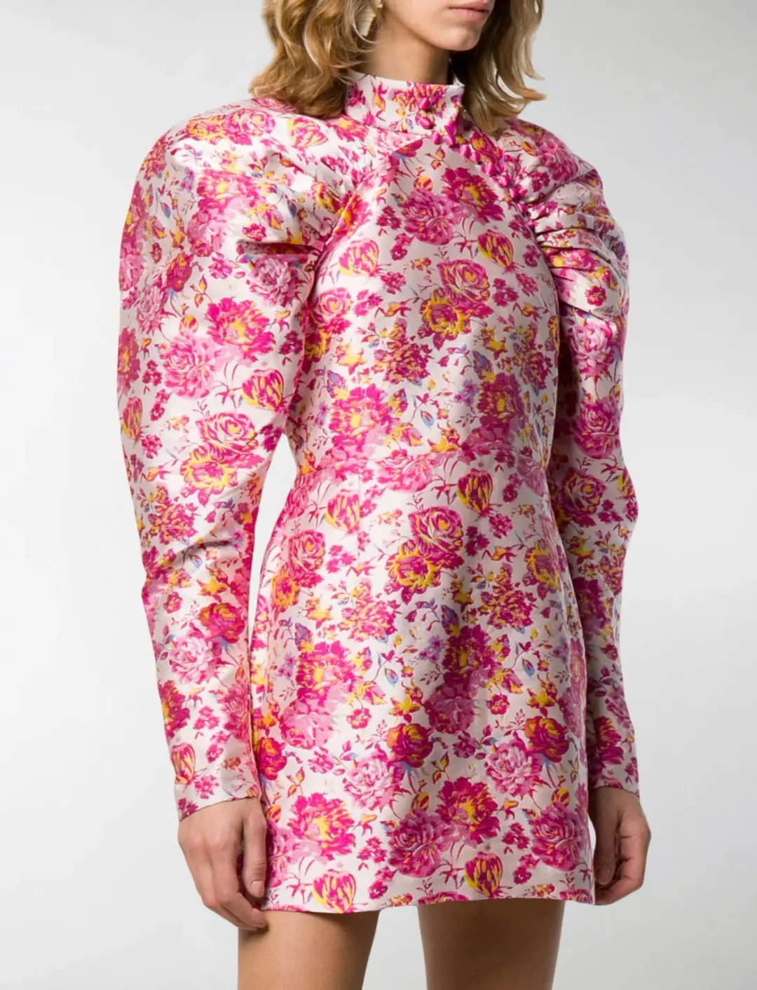 Rotate by Birger Christenson Ruched Floral Jacquard Mini Dress Size 8 for rent on The Volte - main image