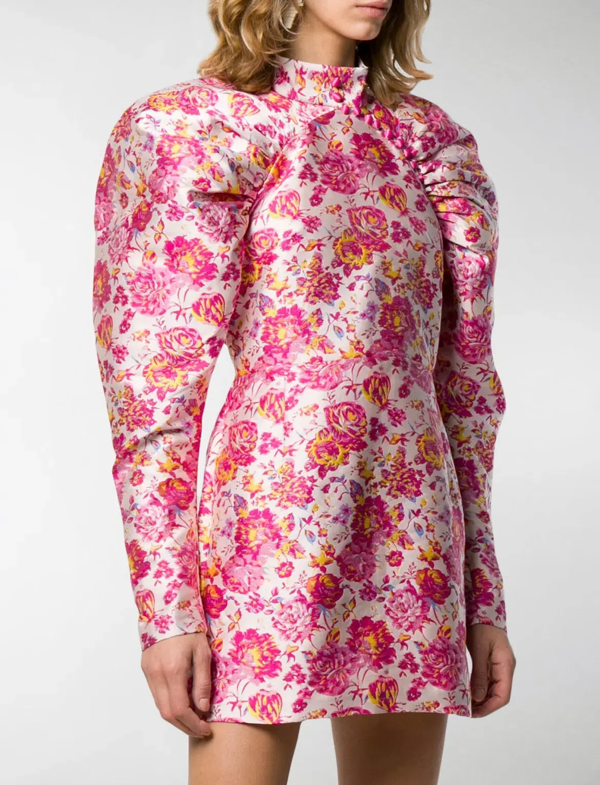 Rotate by Birger Christenson Ruched Floral Jacquard Mini Dress Size 8 - Image 2