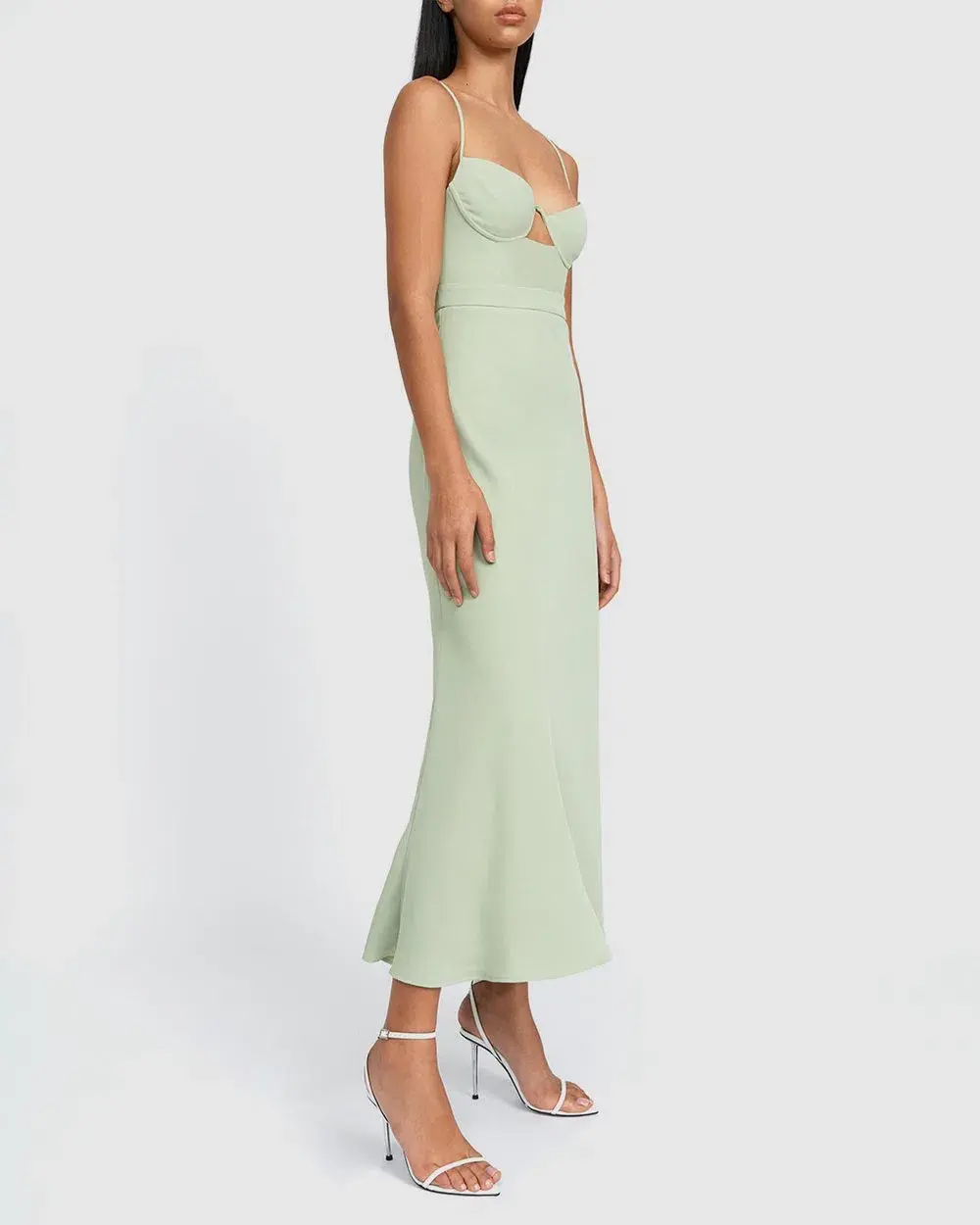 By Johnny Callia Wire Midi Dress Artichoke Green Size AU 14 - Image 5