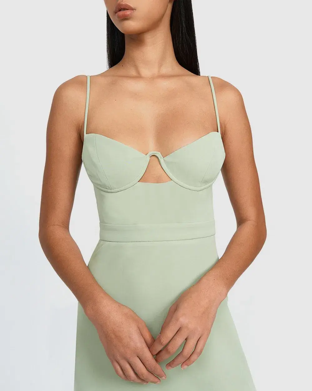 By Johnny Callia Wire Midi Dress Artichoke Green Size AU 14 - Image 4