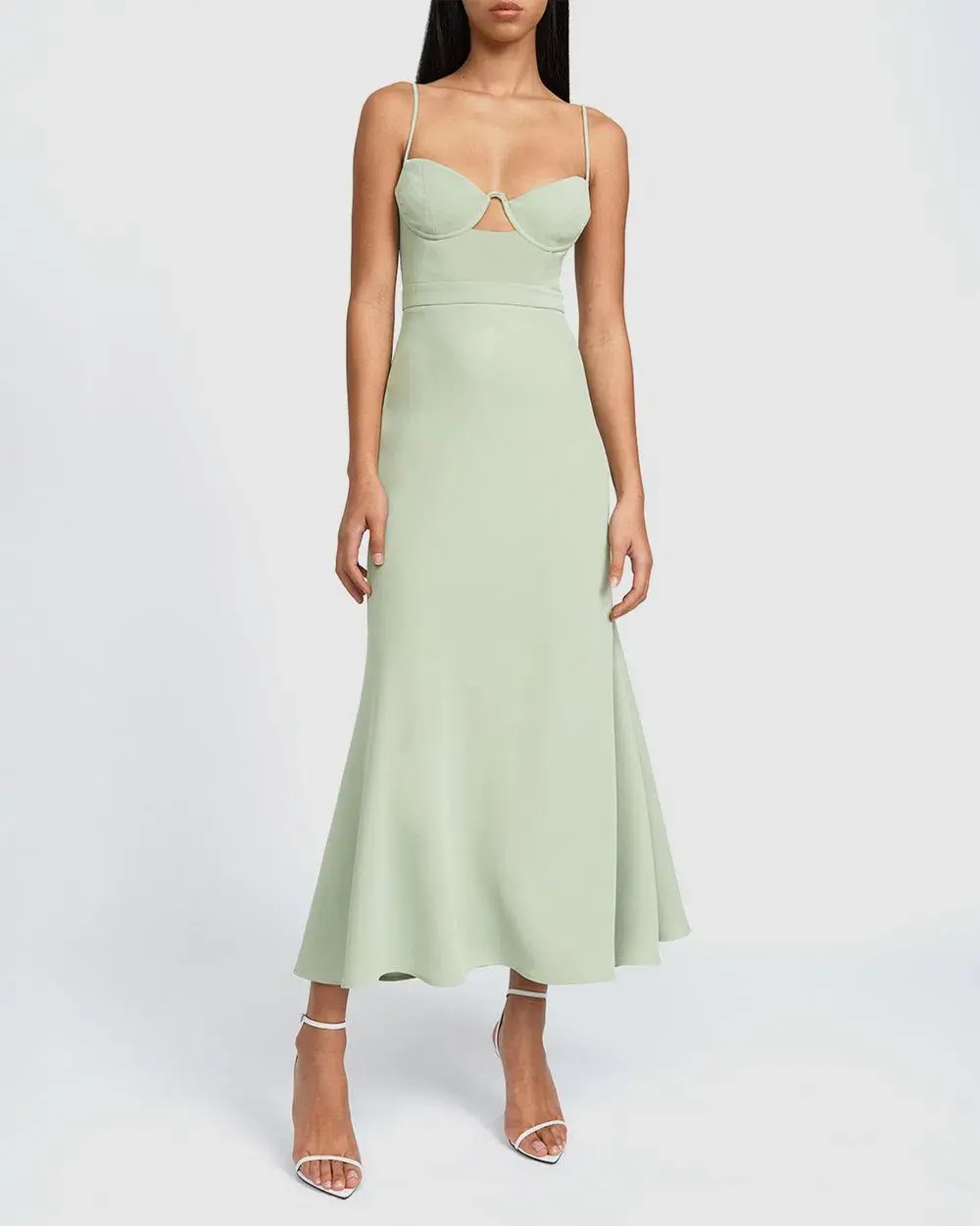 By Johnny Callia Wire Midi Dress Artichoke Green Size AU 14 - Image 1