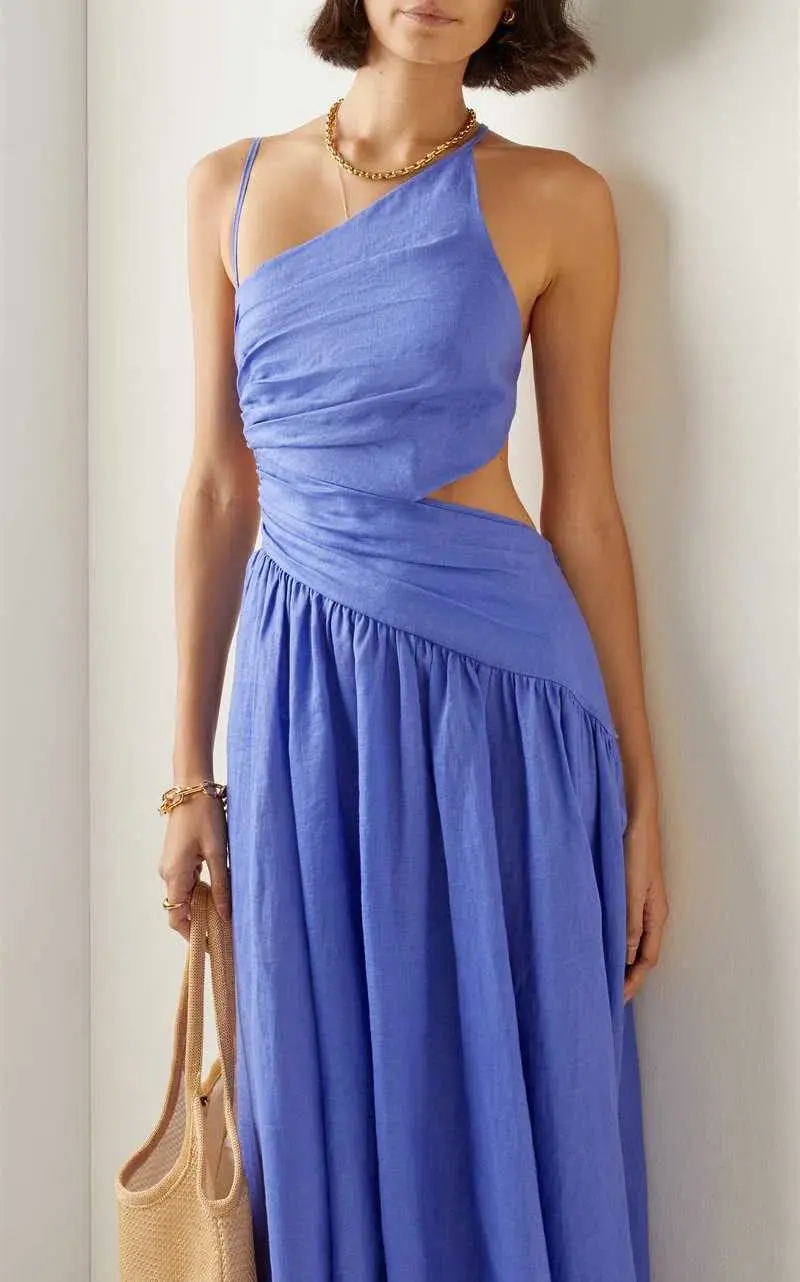 Zimmermann Tropicana Asymmetric Dress Purple Size 1 / AU 10 - Image 2