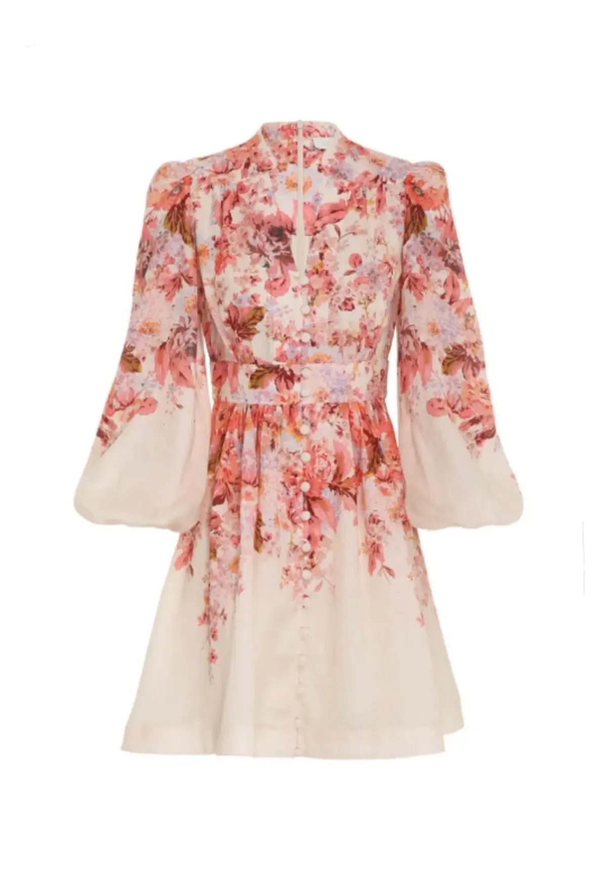 Zimmermann Devi Plunge Mini Dress Cream Floral Size 3 / AU 14 - Image 1
