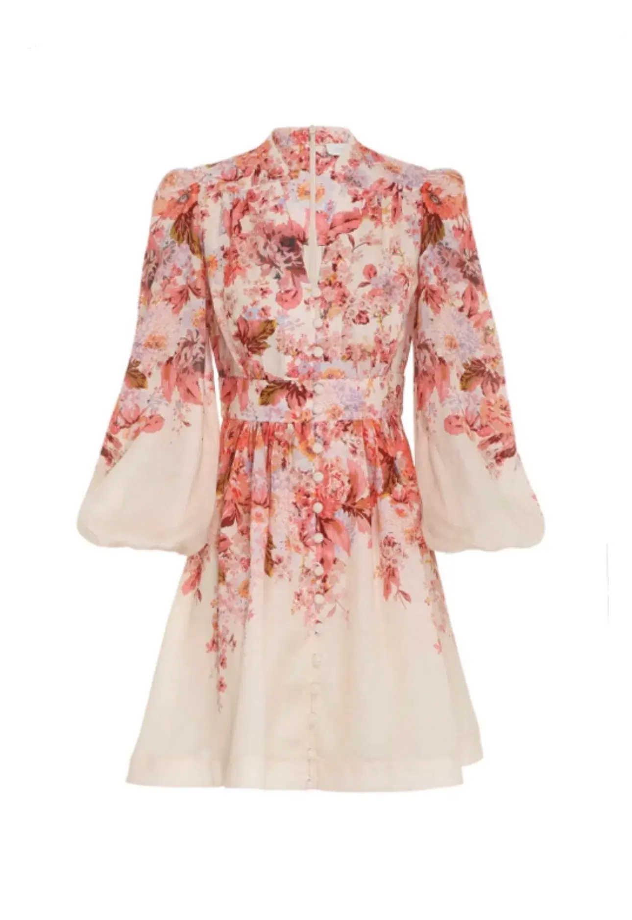Zimmermann Devi Plunge Mini Dress Cream Floral Size 3 / AU 14 - Image 1