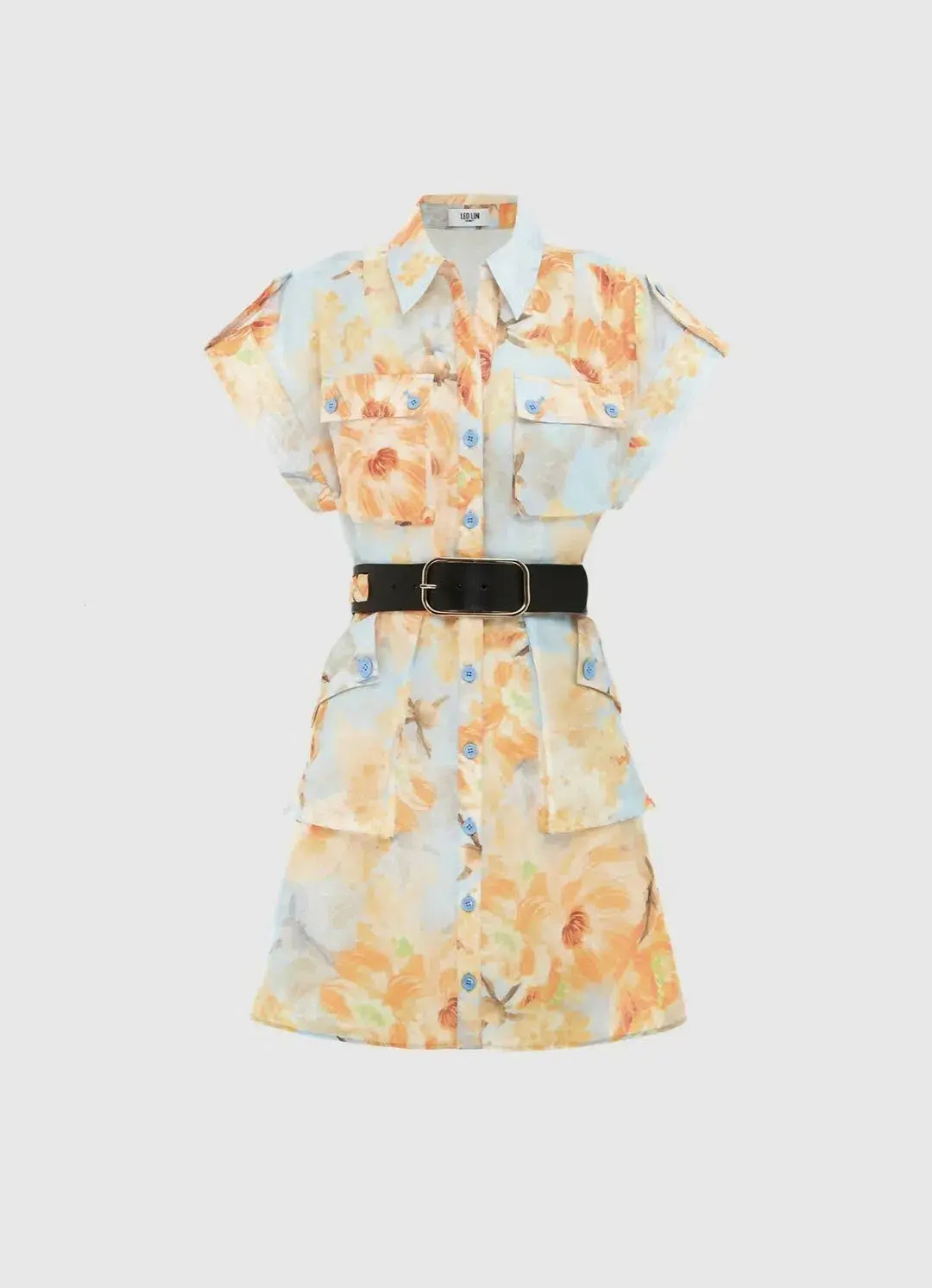 Leo Lin Frankie Pocket Shirt Mini Dress Multi Size AU 10 for rent on The Volte - main image