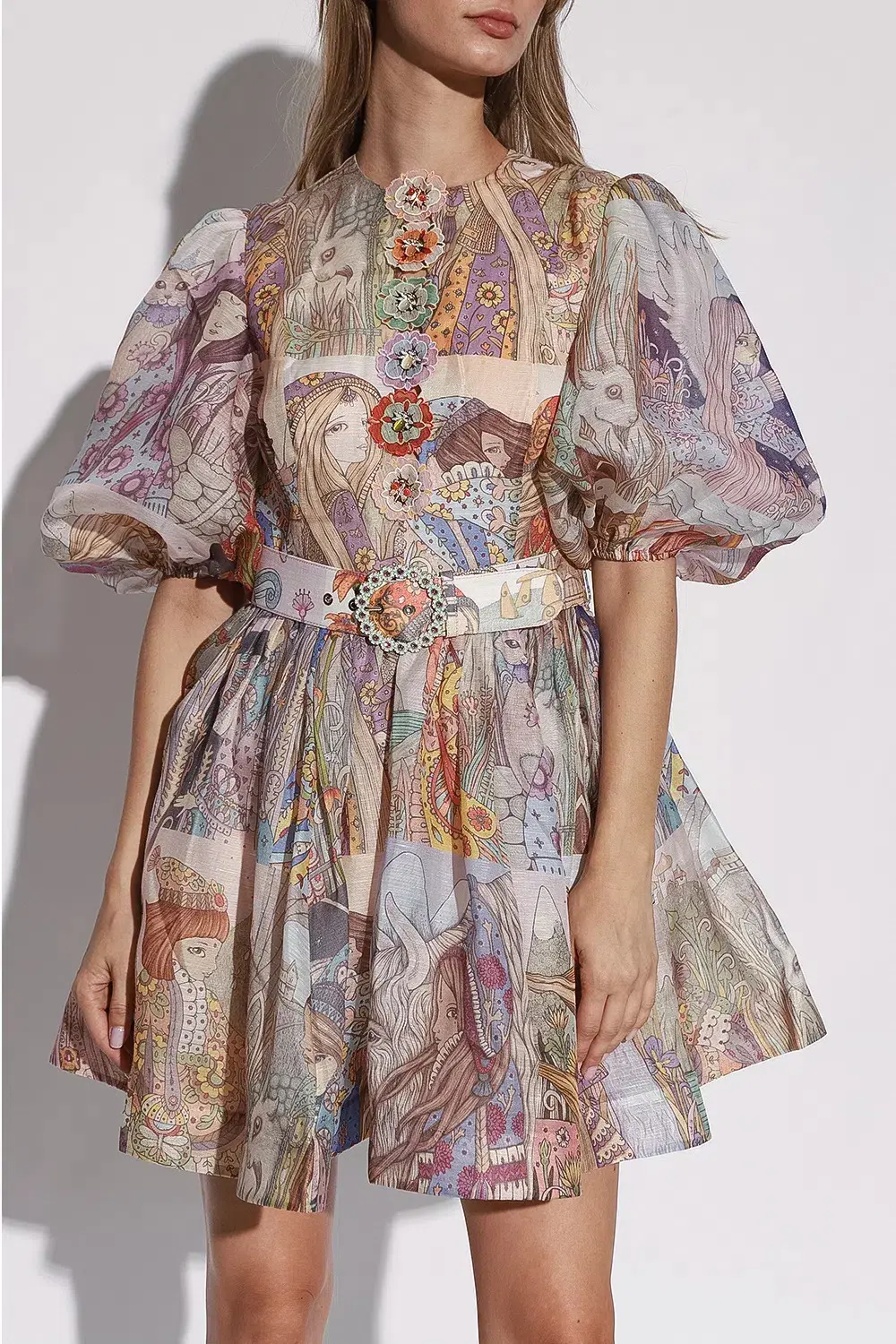 Zimmermann Kaleidoscope Puff Sleeve Mini Dress Multi Size 1 / AU 10 - Image 2