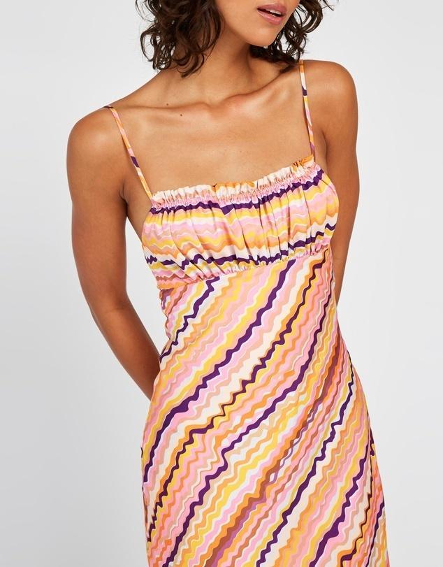 By Johnny Elle Bias Midi Dress Rainbow Drip Print Size 6 - Image 4