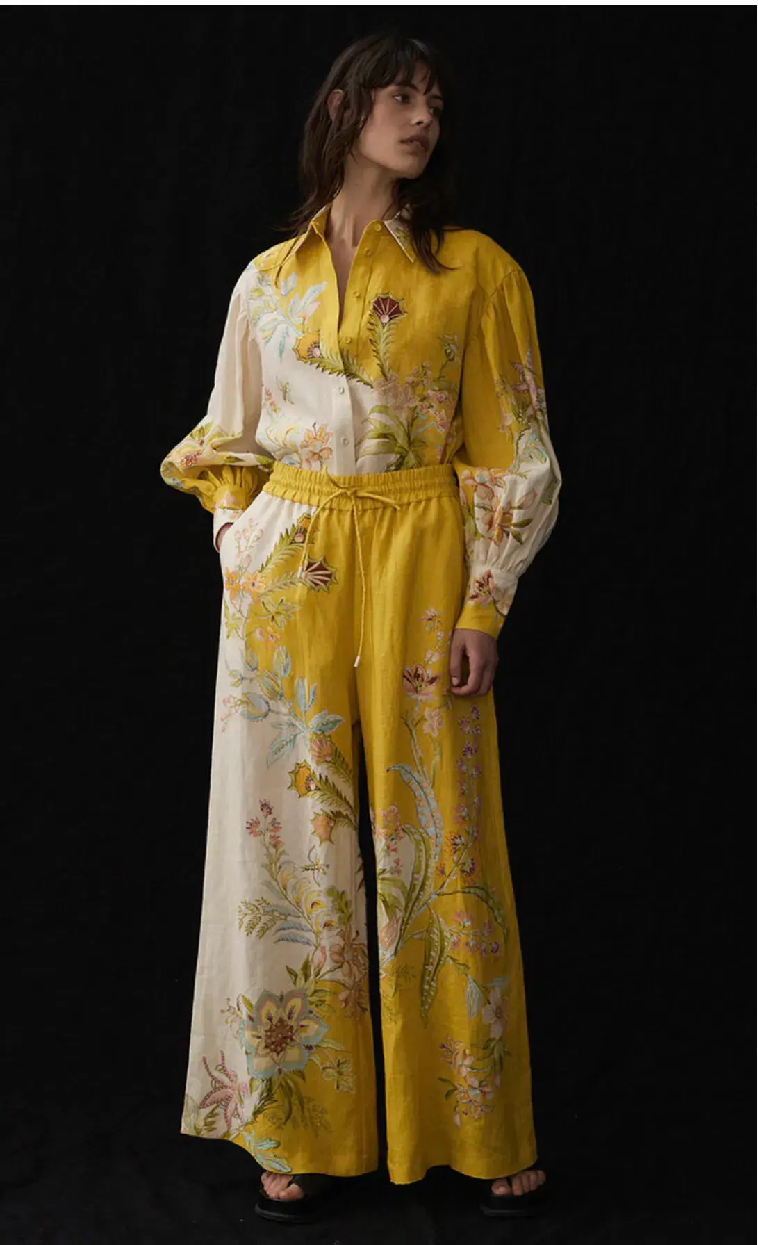 Alemais Ira Linen Shirt and Pant Set Print Size 10  - Image 1