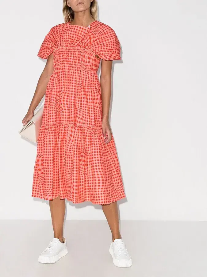 Molly Goddard Browns 50 Bo Brigham Gingham-print Midi Dress Red Size 8 - Image 1
