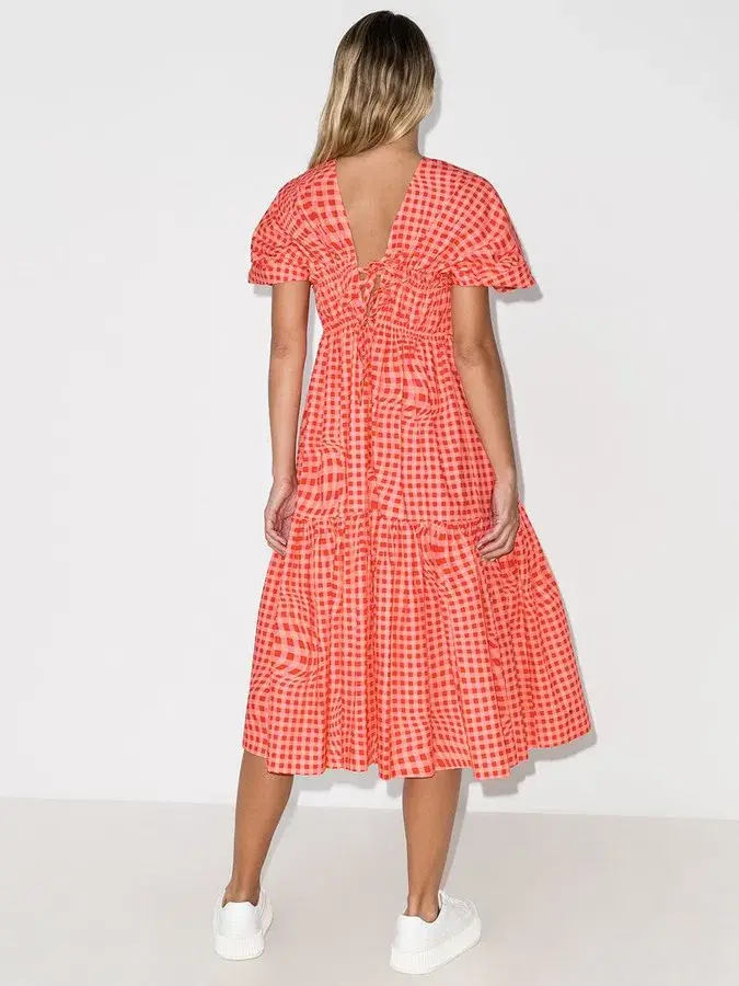 Molly Goddard Browns 50 Bo Brigham Gingham-print Midi Dress Red Size 8 - Image 2