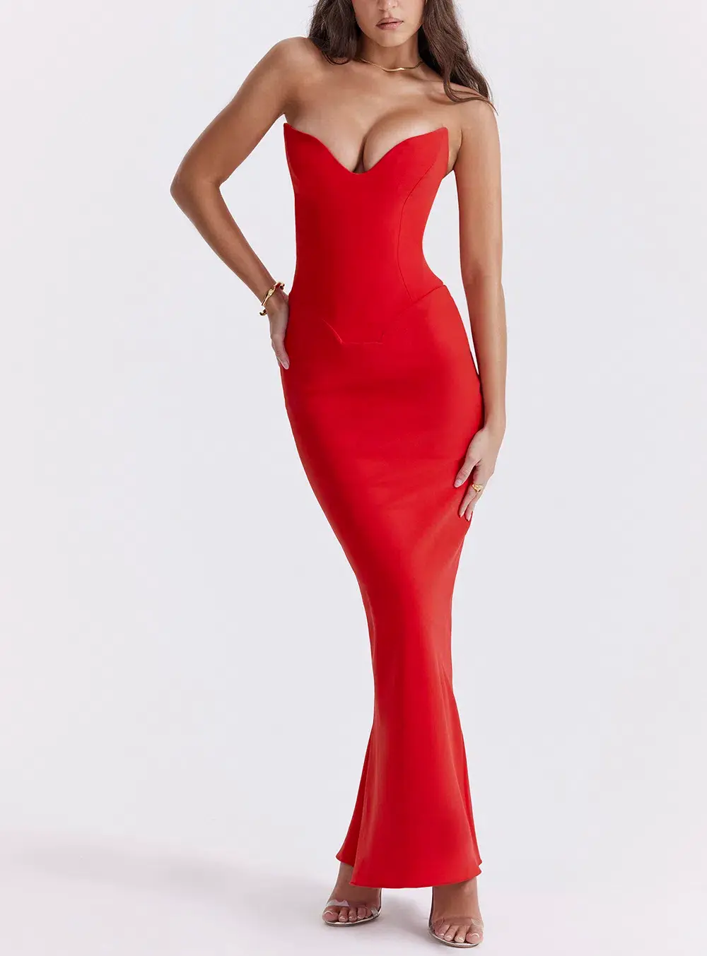 House of CB Tamara Strapless Corset Dress Red Size 8 - Image 1