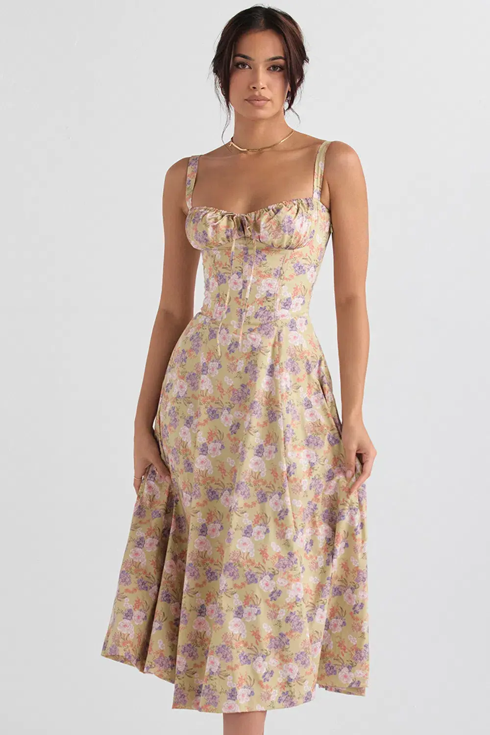 House of CB Carmen Peony Print Bustier Sundress Size XS/AU 6 - Image 2