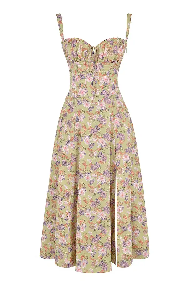 House of CB Carmen Peony Print Bustier Sundress Size XS/AU 6 - Image 4