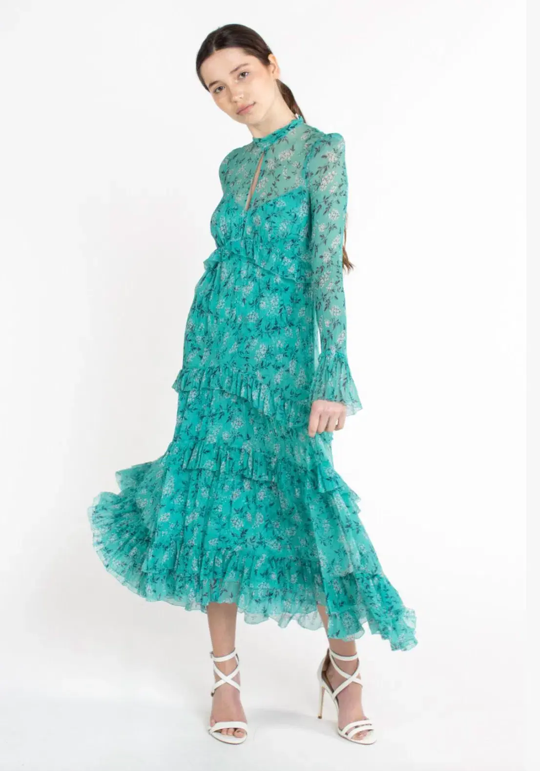 Zimmermann Moncur Gathered Frill Dress Floral Size 0 /AU 8 - Image 2