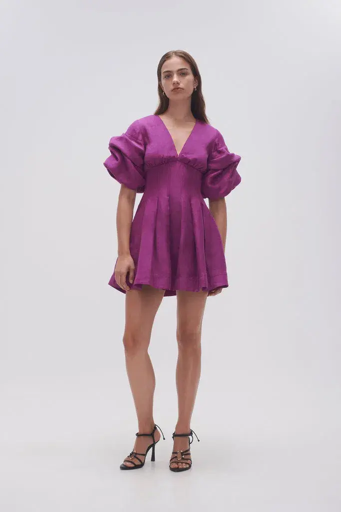 Aje Adelie Puff Sleeve Mini Dress Purple Size 8 - Image 1