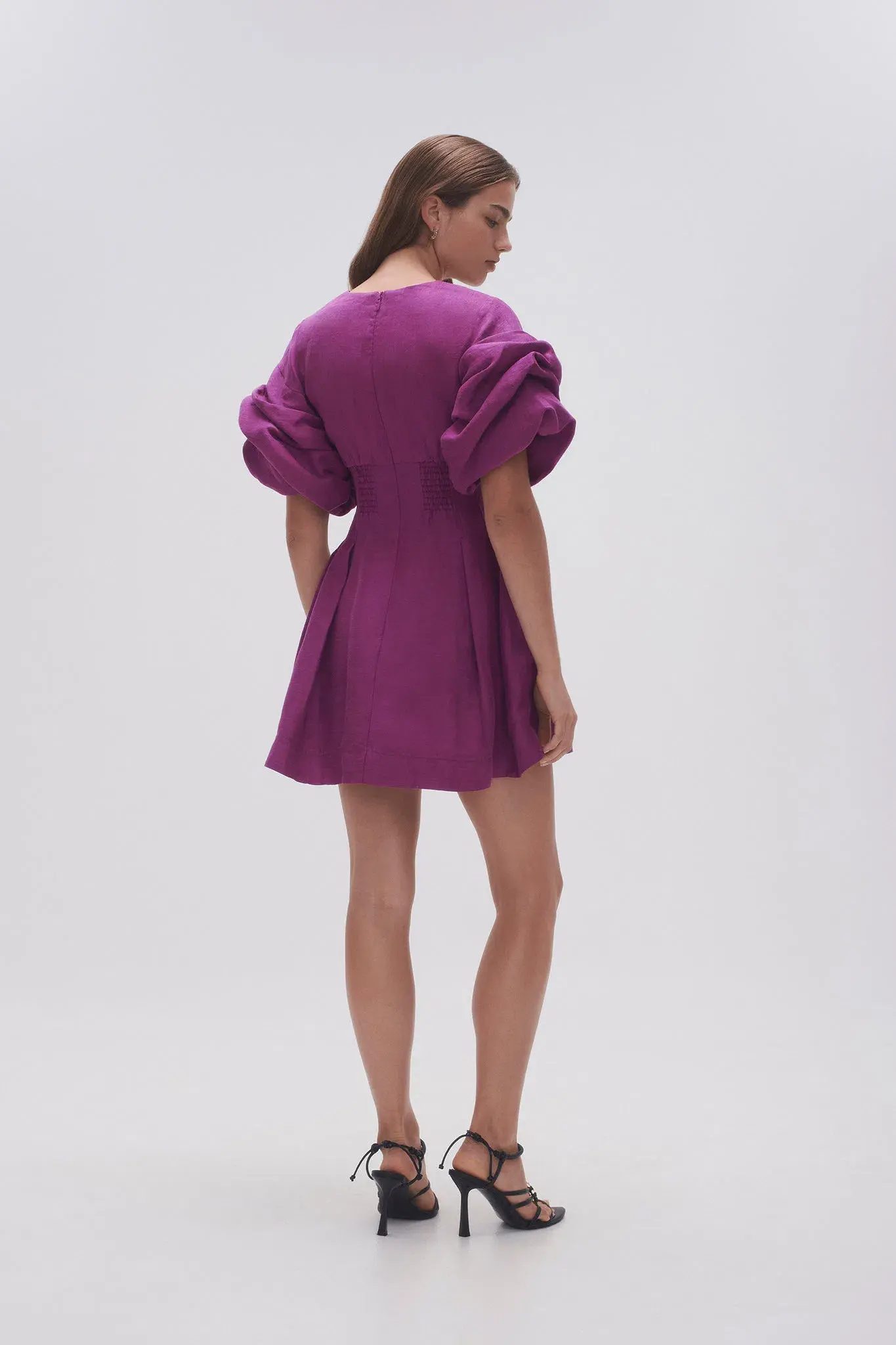 Aje Adelie Puff Sleeve Mini Dress Purple Size 8 - Image 3