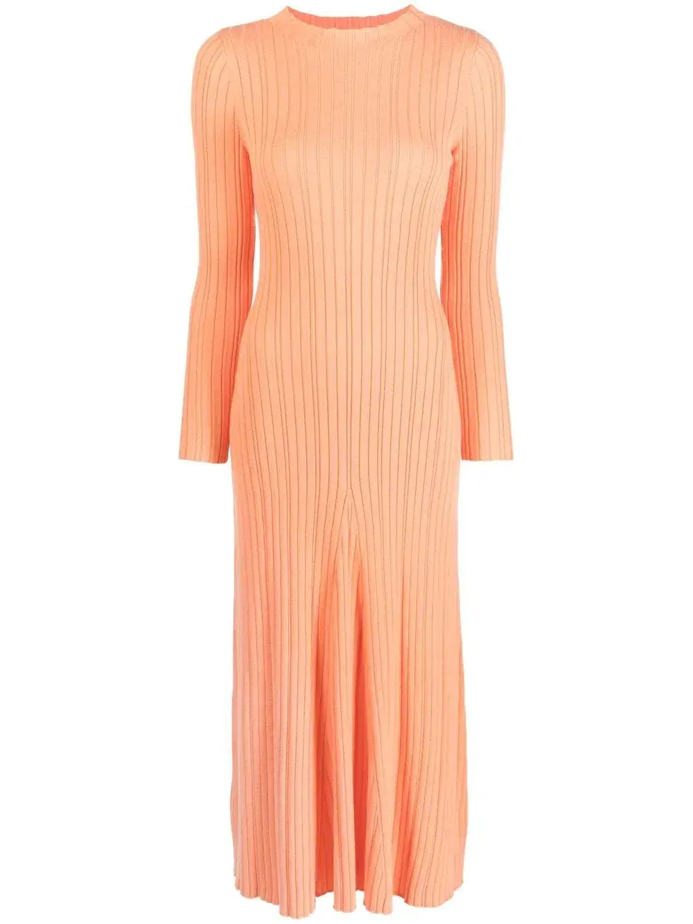 Anna Quan Long Sleeve Ribbed Knit Midi Dress Orange  Size AU 10 - Image 4