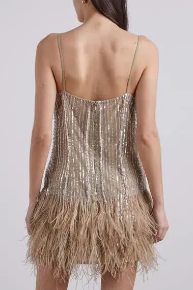 Rachel Gilbert Kenzi Mini Dress Nude Size 1 / AU 8 - Image 6