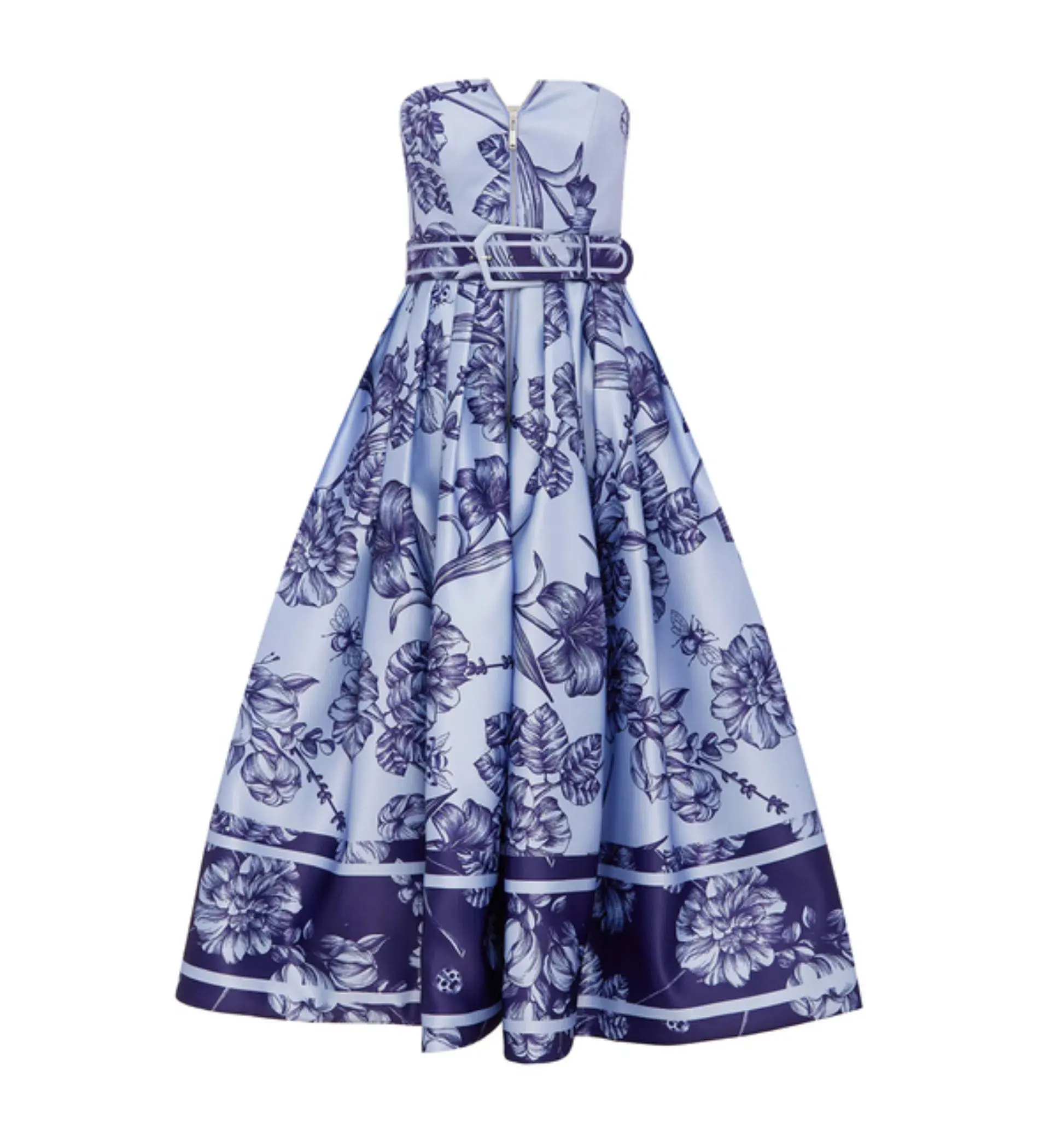 Leo Lin Norine Bustier Midi Dress Harmony Print in Hyacinth Size AU 10 - Image 2