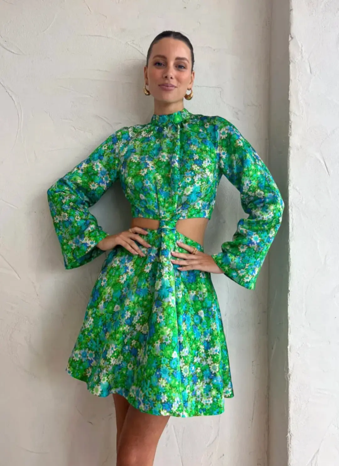 Alemais Cassandra Cut Out Mini Turquoise Size AU 8     for rent on The Volte - main image