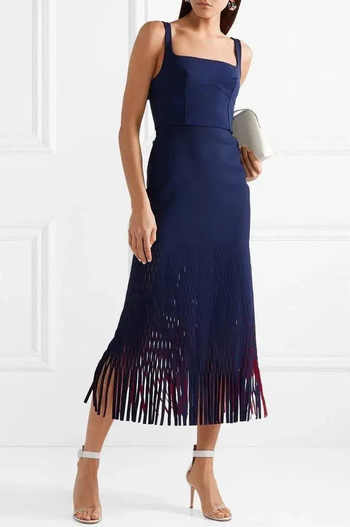 Dion Lee Bustier Perf Midi Dress Navy Size 6 - Image 1