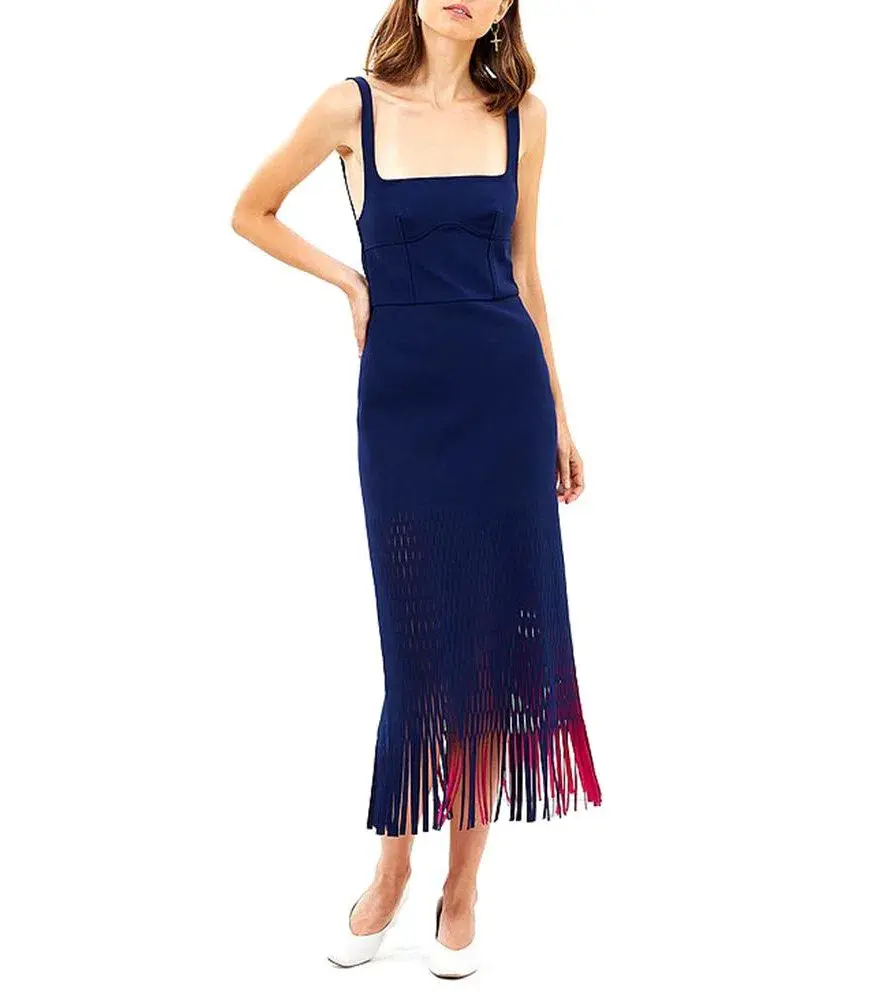 Dion Lee Bustier Perf Midi Dress Navy Size 6 - Image 2