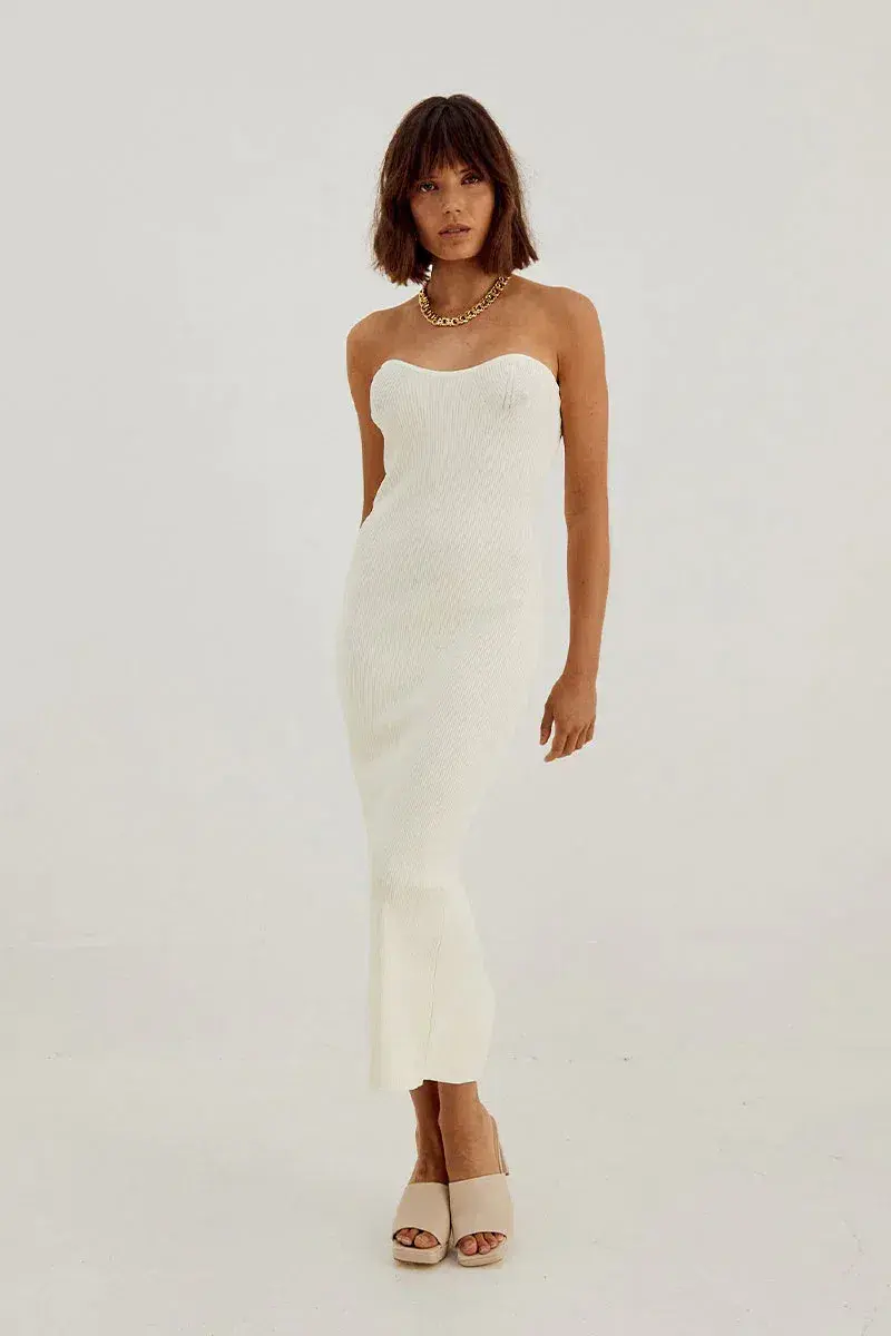 Sovere Studio Pixie Knit Midi Dress Buttermilk Size 6 - Image 4