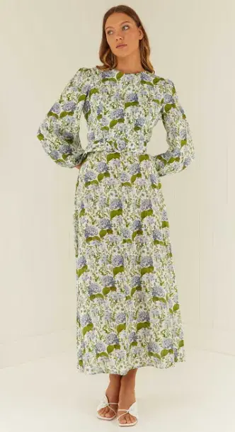 Palm Noosa Melrose Dress Blue Blooms Floral Size 12  for rent on The Volte - main image