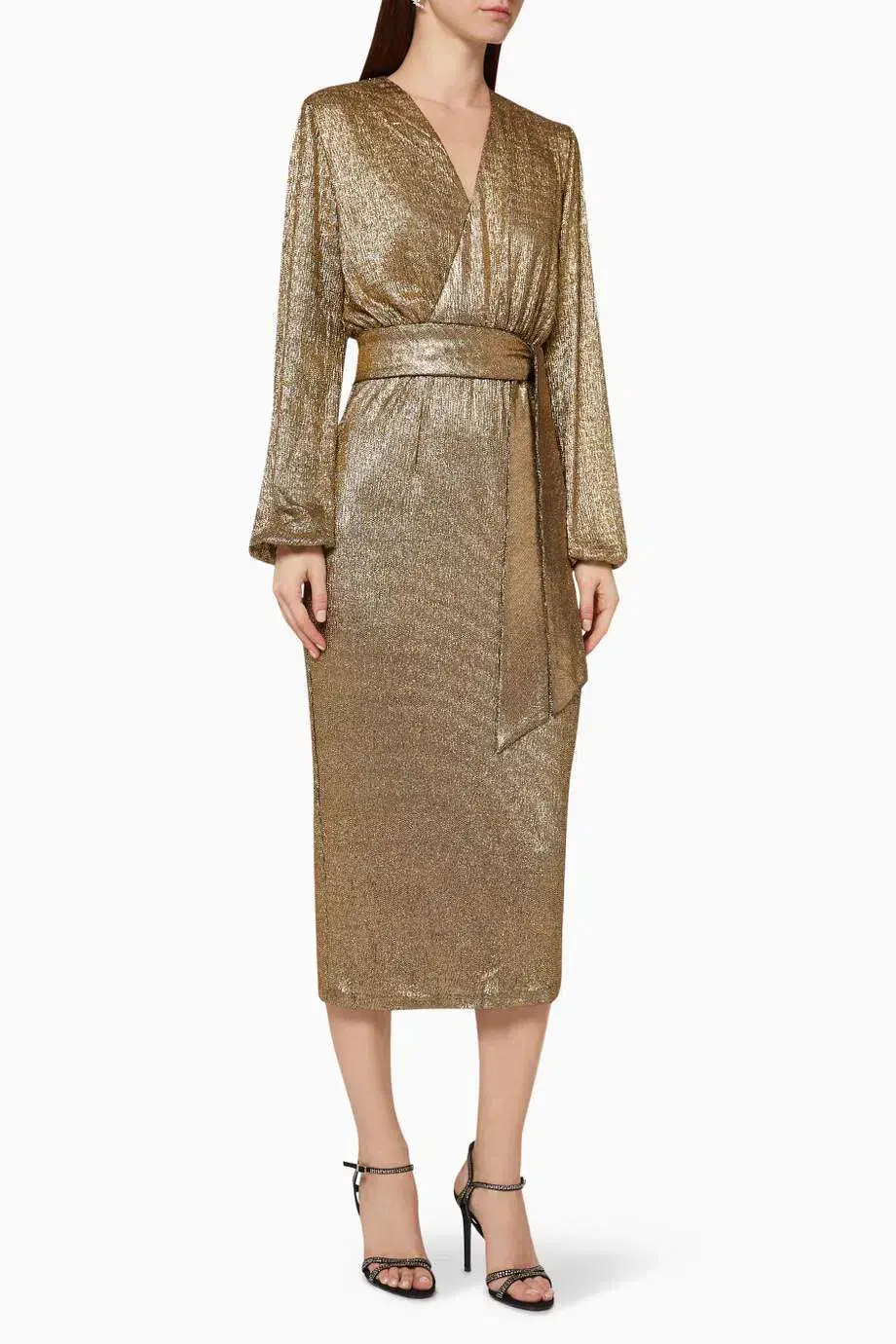 Elle Zeitoune Chase Midi Dress in Gold Size 12 - Image 1