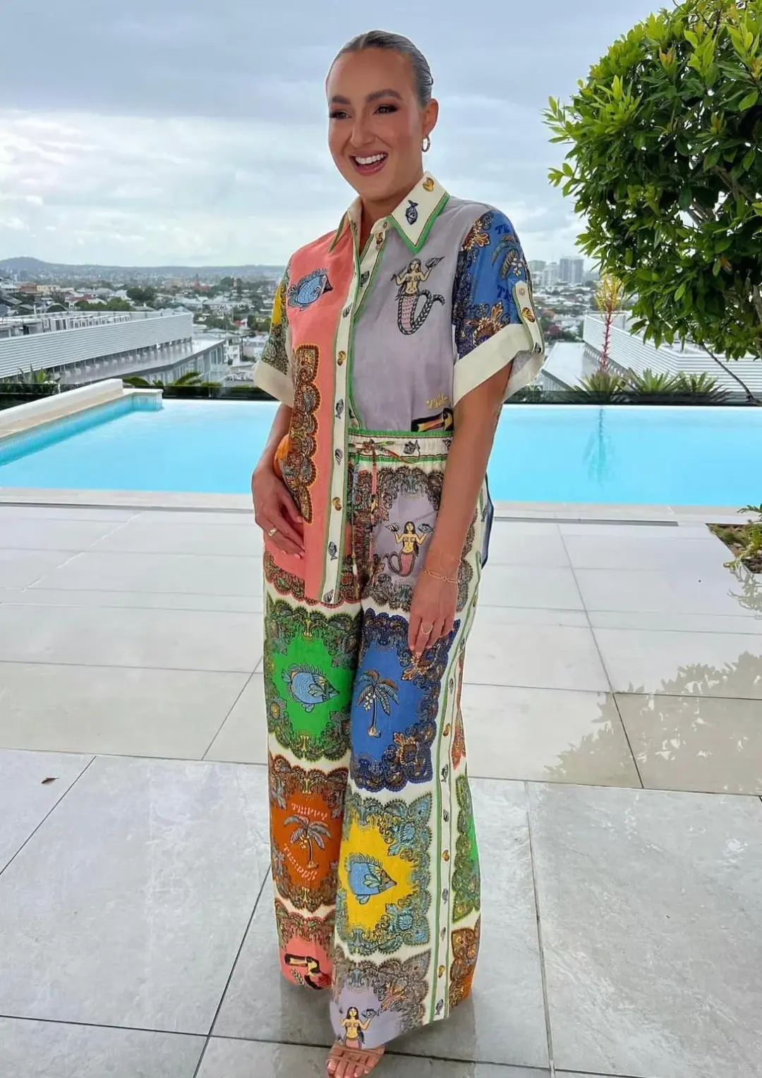 Alemais Trippy Troppo Shirt and Pant Two Piece Set Multi Print Size 10 for rent on The Volte - main image