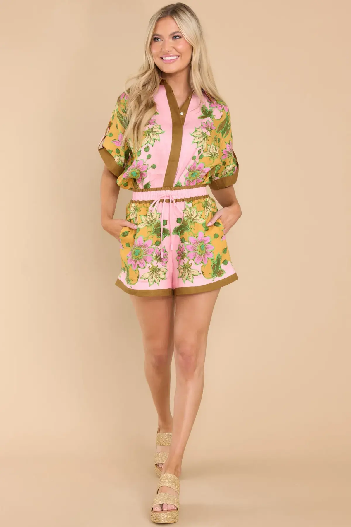 Alemais Winnie Floral Spliced Pink Shirt and Short Two Piece Set Print Size 10 - Image 4
