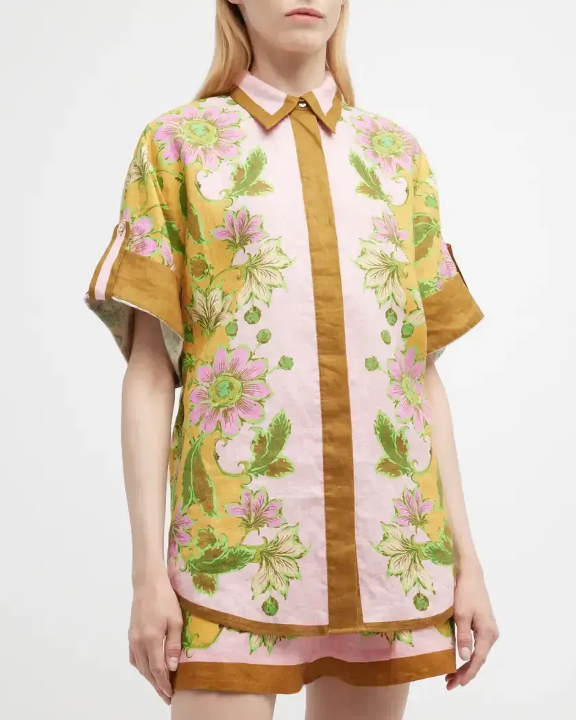 Alemais Winnie Floral Spliced Pink Shirt and Short Two Piece Set Print Size 10 - Image 5