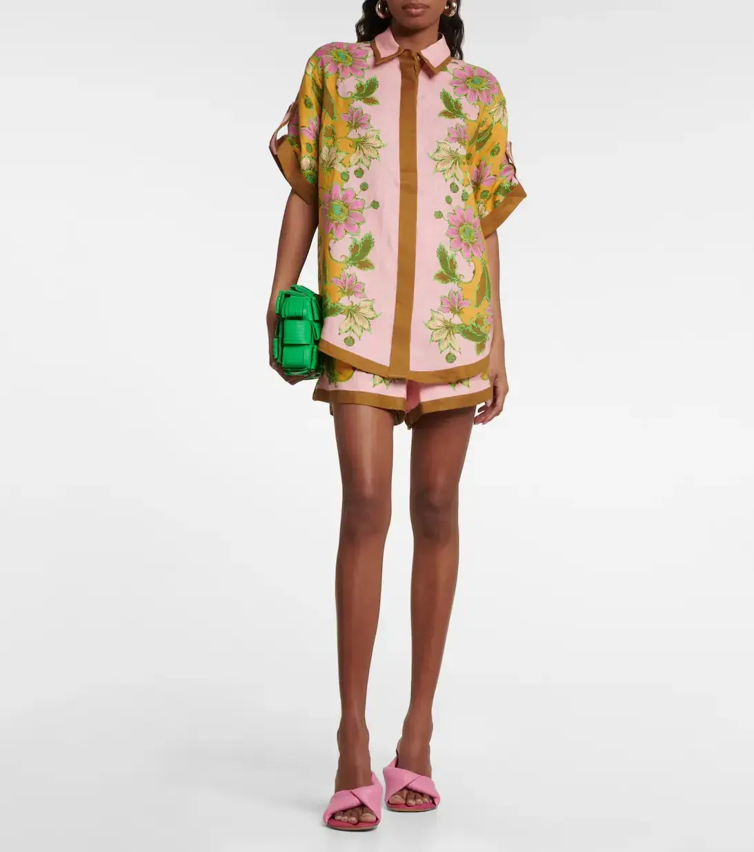 Alemais Winnie Floral Spliced Pink Shirt and Short Two Piece Set Print Size 10 - Image 1