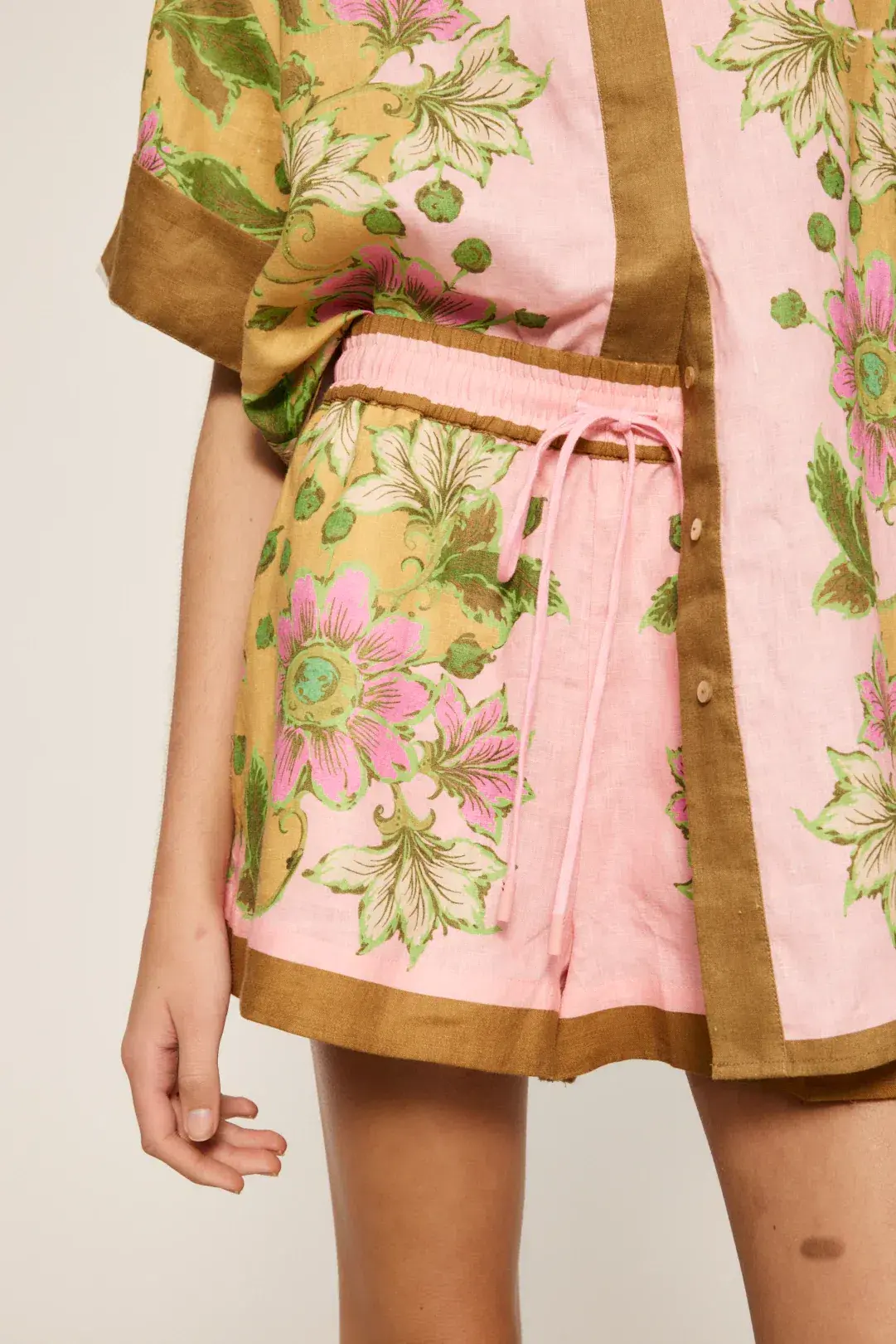 Alemais Winnie Floral Spliced Pink Shirt and Short Two Piece Set Print Size 10 - Image 6