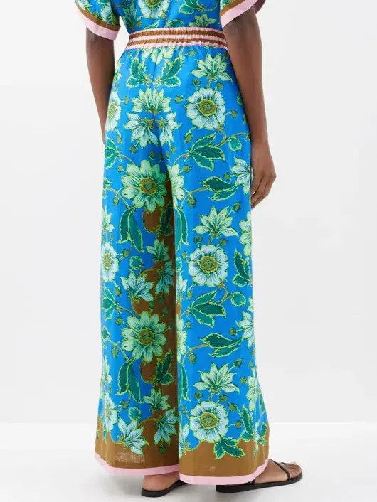 Alemais Winnie Floral Spliced Blue Brown Shirt and Pant Two Piece Set Floral Size 10  - Image 6