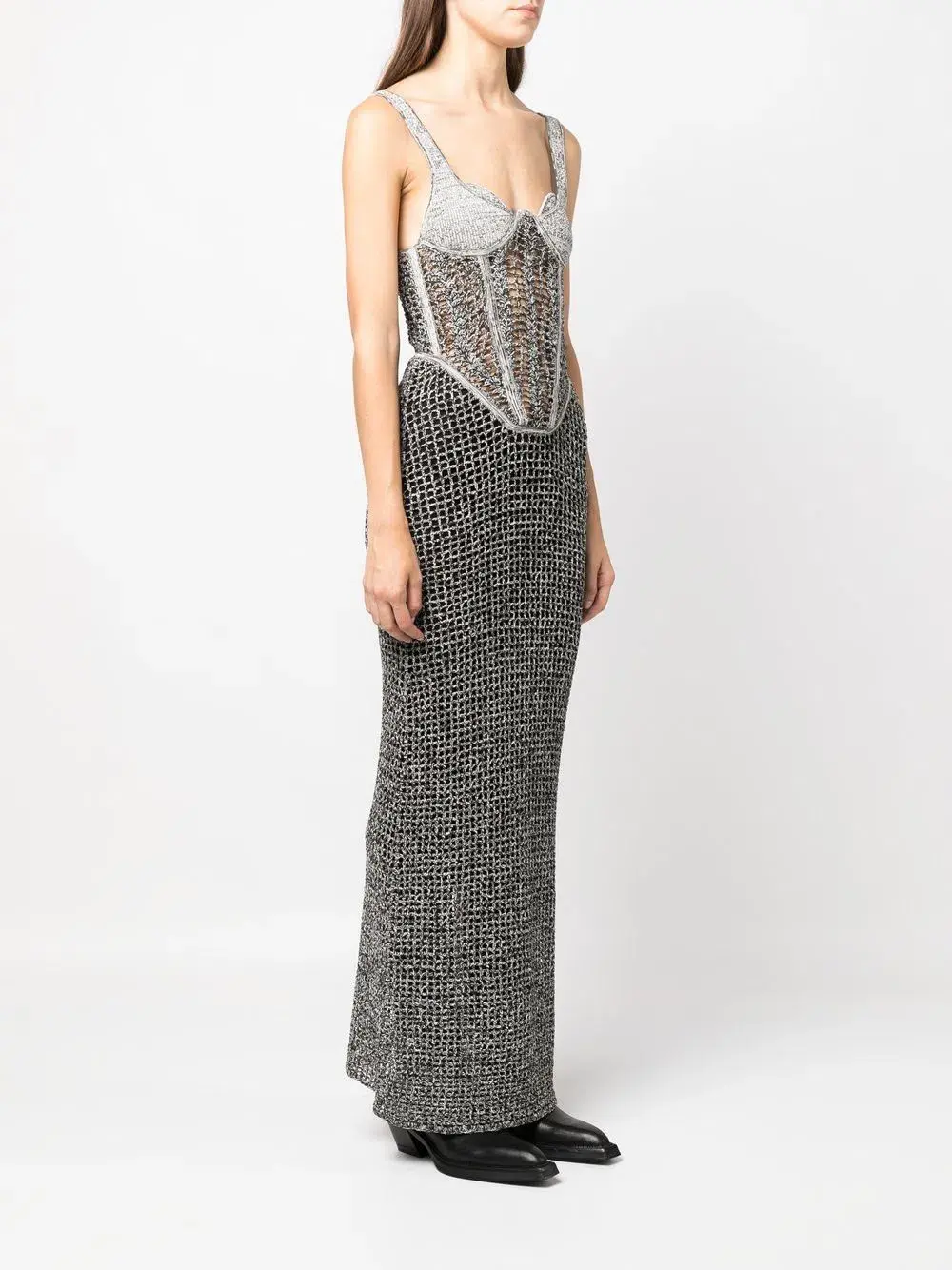Dion Lee Marled Double Cup Corset Dress in Black Marle Size S / Au 8 - Image 2