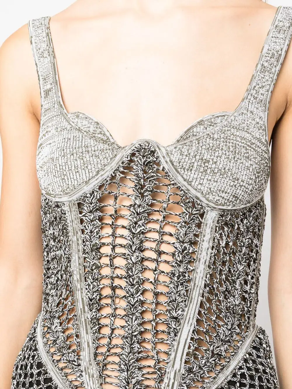 Dion Lee Marled Double Cup Corset Dress in Black Marle Size S / Au 8 for rent on The Volte - main image