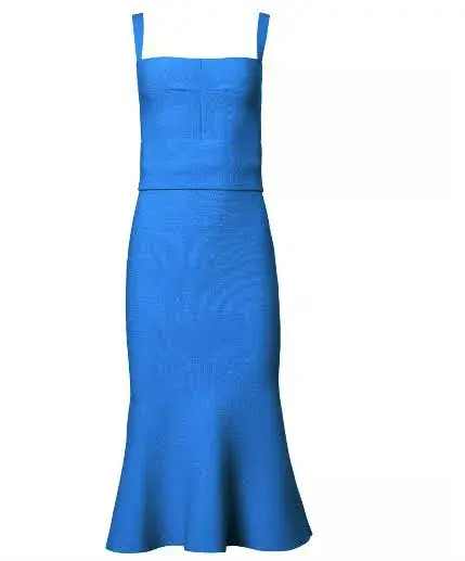 Scanlan Theodore Crepe Knit Bralette Midi Dress Blue Size M / Au 10 - Image 2