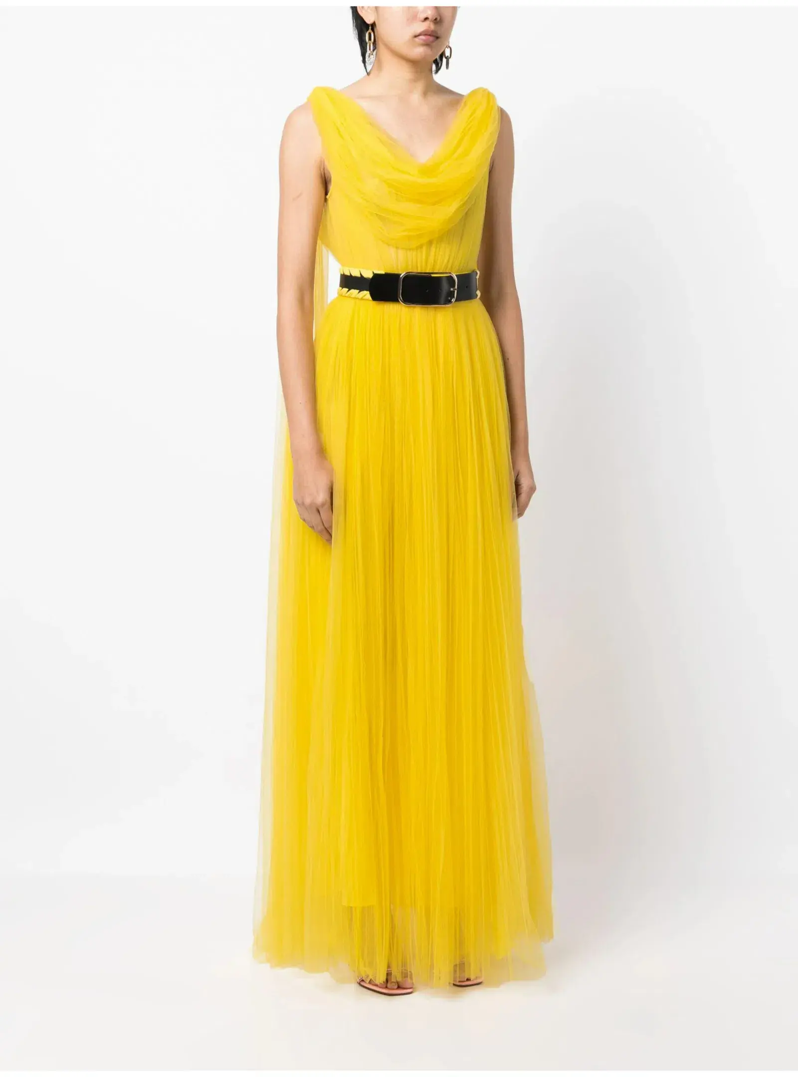 Leo Lin Juno Draped Floor Length Dress Yellow Size AU 12 - Image 2