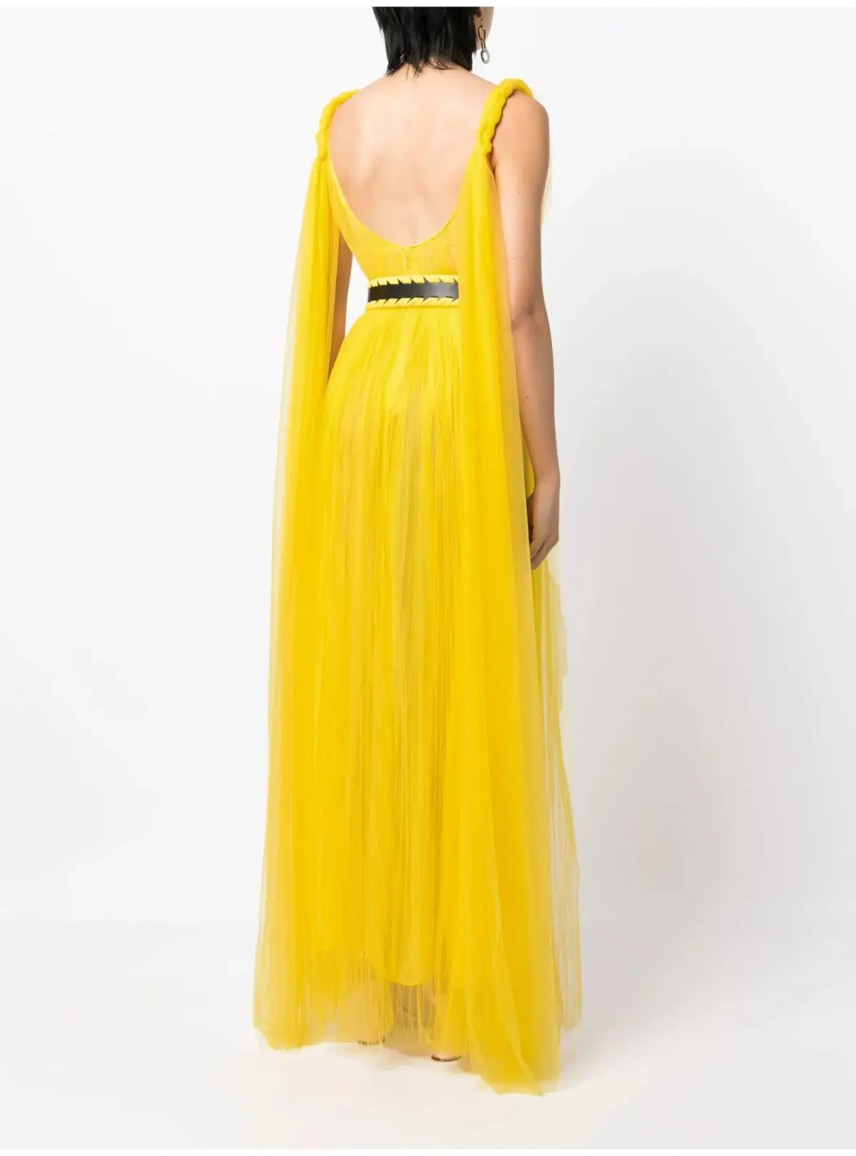 Leo Lin Juno Draped Floor Length Dress Yellow Size AU 12 - Image 3