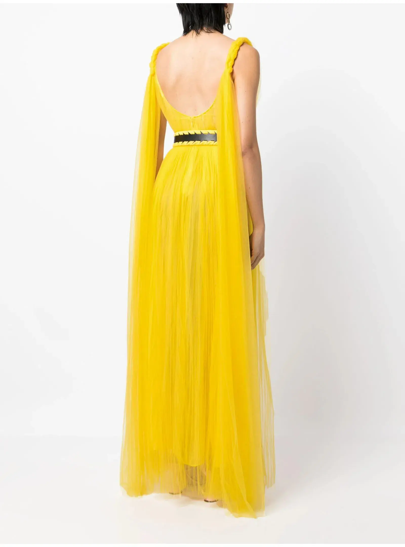 Leo Lin Juno Draped Floor Length Dress Yellow Size AU 12 - Image 3