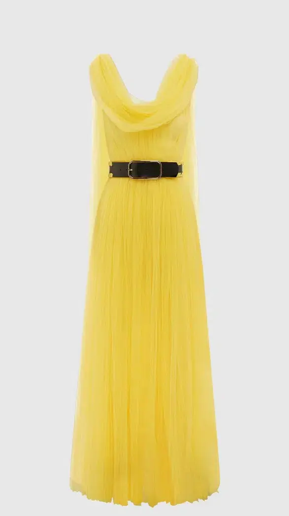 Leo Lin Juno Draped Floor Length Dress Yellow Size AU 12 - Image 5